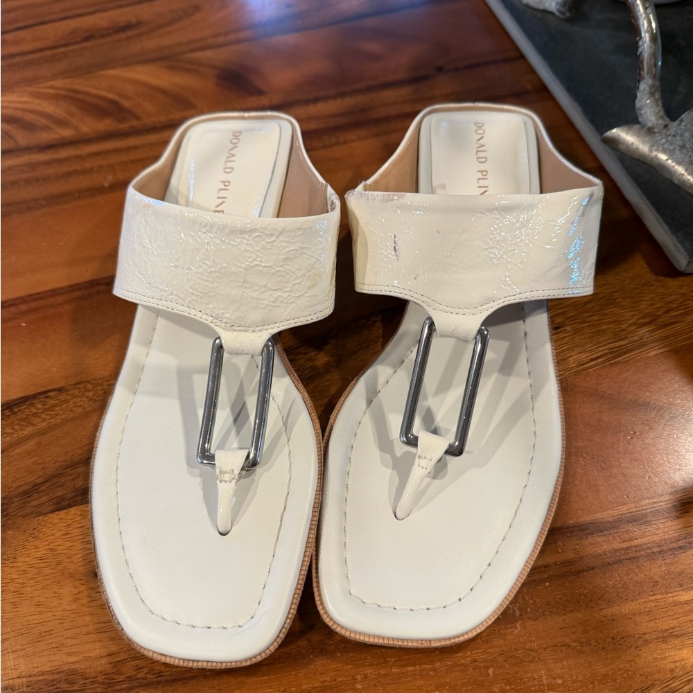Donald J. Pliner Cream Sandals with Quilted Strap